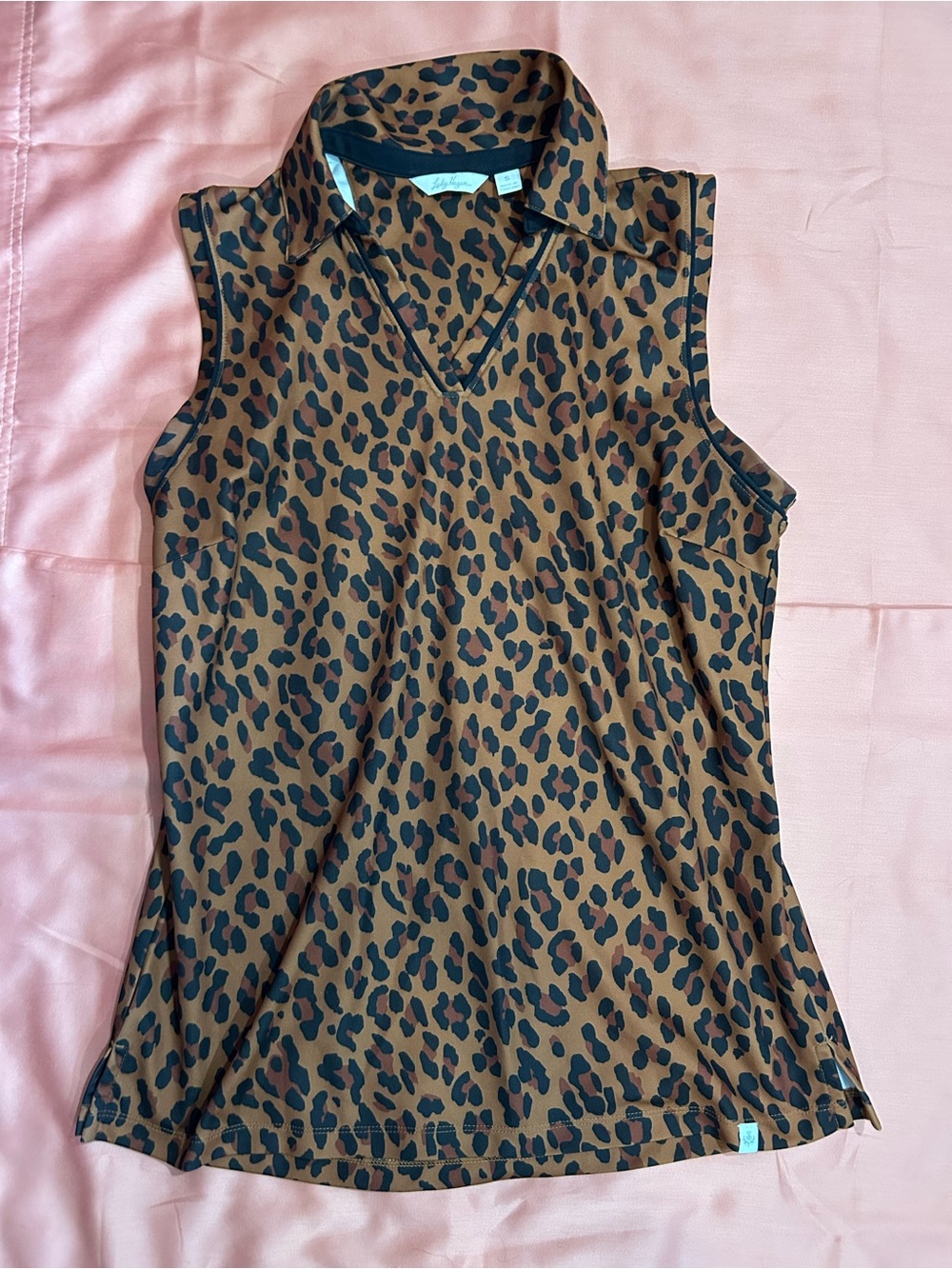 Lady Hagen Brown and Black Leopard Print Sleeveless Polo Camisole